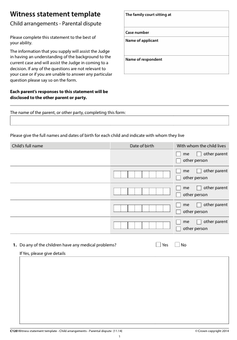 First page of the C120 form.